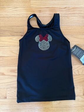 NWT GK Elite Disney Black Tank Top with Rhinestone Minnie Silhouette